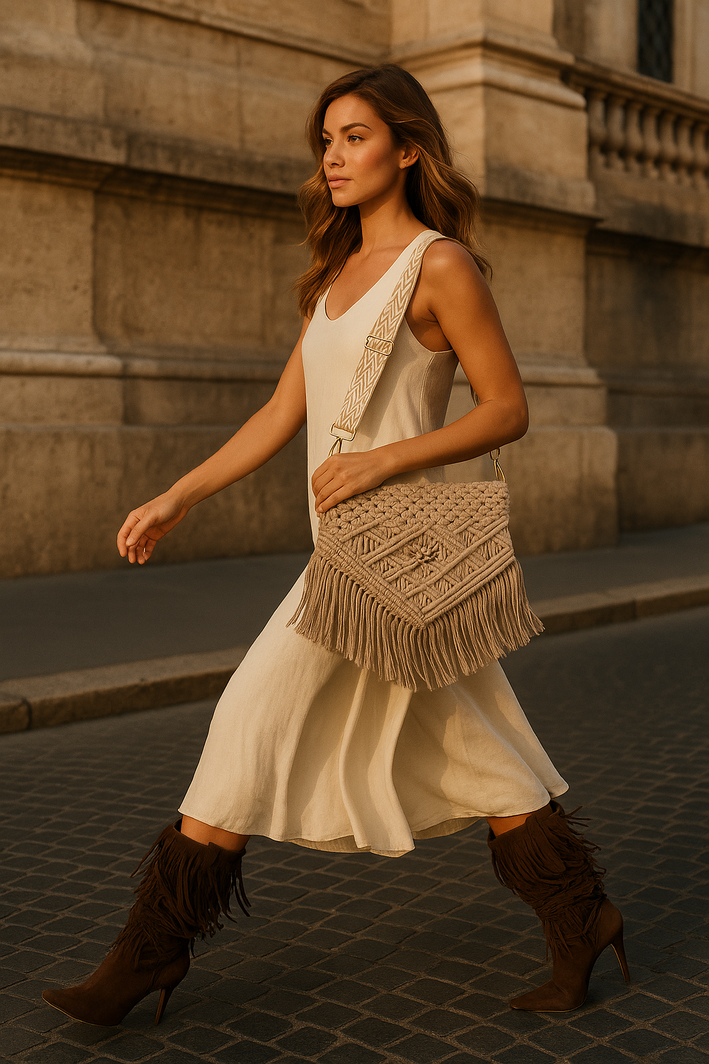 Bolso de Macramé (Flecos Beige) - Imagen 2