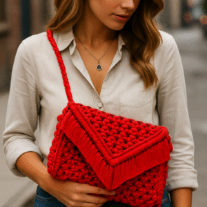 Bolso de Macramé (Rojo Pasión)
