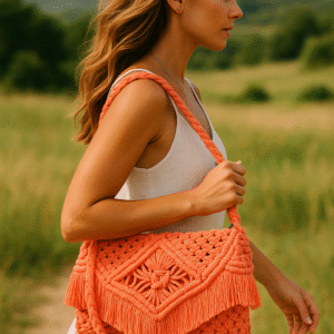 Bolso de Macramé (Coral Vibrante)