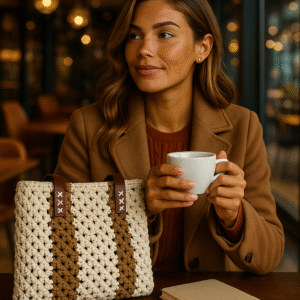 Bolso de Macramé (Bicolor Arena Marrón)